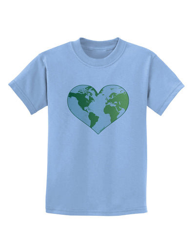 TooLoud World Globe Heart Childrens T-Shirt-Childrens T-Shirt-TooLoud-Light-Blue-X-Small-Davson Sales