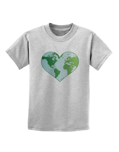 TooLoud World Globe Heart Childrens T-Shirt-Childrens T-Shirt-TooLoud-AshGray-X-Small-Davson Sales