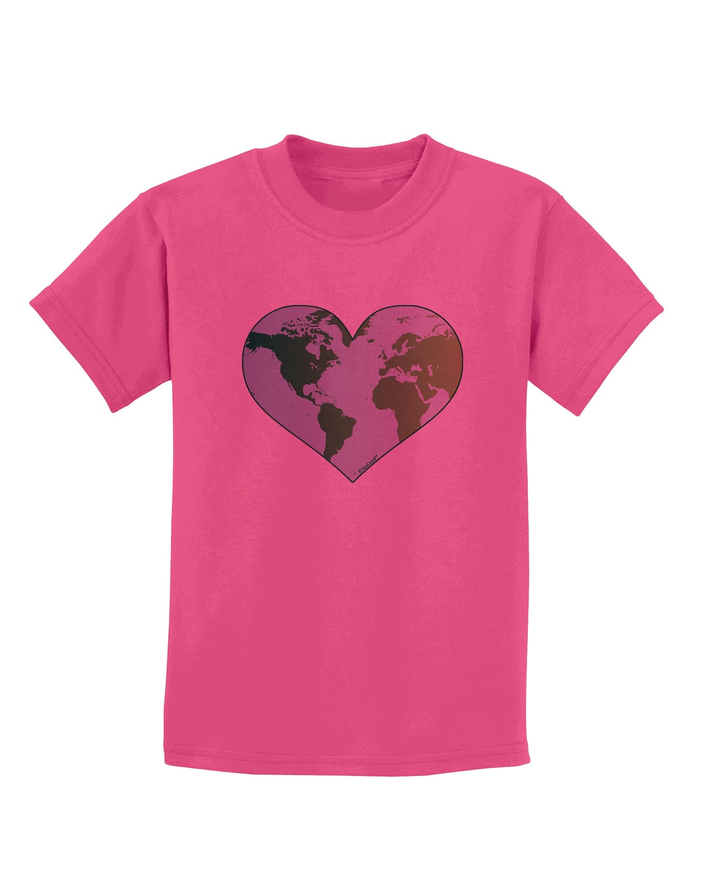 TooLoud World Globe Heart Childrens T-Shirt-Childrens T-Shirt-TooLoud-Sangria-X-Small-Davson Sales