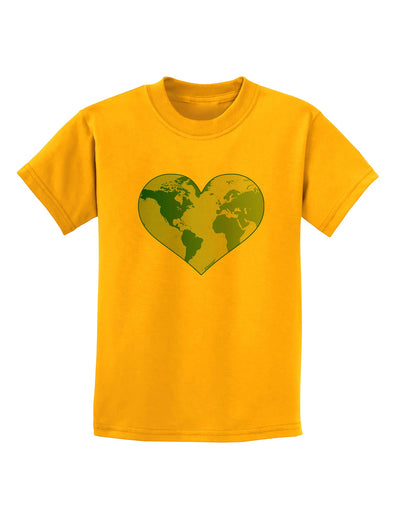 TooLoud World Globe Heart Childrens T-Shirt-Childrens T-Shirt-TooLoud-Gold-X-Small-Davson Sales