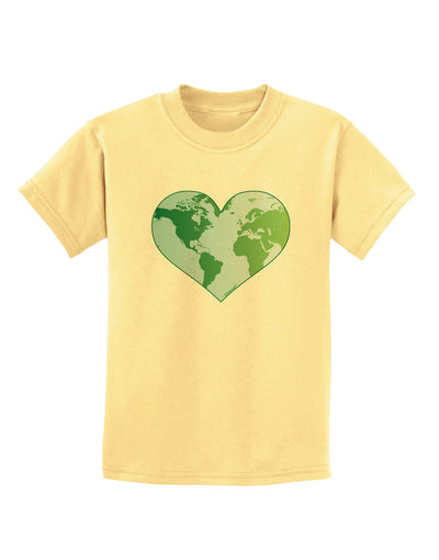 TooLoud World Globe Heart Childrens T-Shirt-Childrens T-Shirt-TooLoud-Daffodil-Yellow-X-Small-Davson Sales