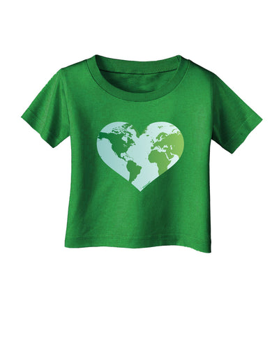 TooLoud World Globe Heart Infant T-Shirt Dark-Infant T-Shirt-TooLoud-Clover-Green-06-Months-Davson Sales
