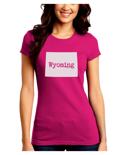 TooLoud Wyoming - United States Shape Juniors Crew Dark T-Shirt-T-Shirts Juniors Tops-TooLoud-Hot-Pink-Juniors Fitted Small-Davson Sales