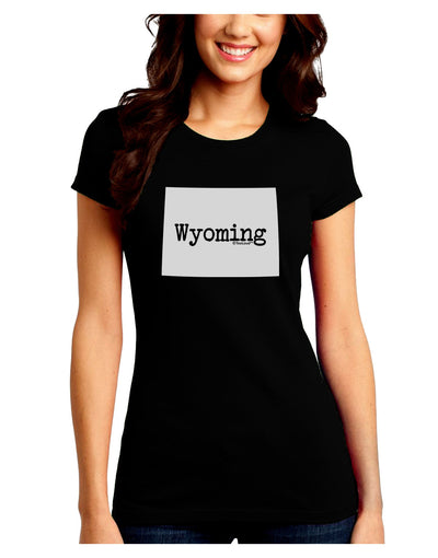 TooLoud Wyoming - United States Shape Juniors Crew Dark T-Shirt-T-Shirts Juniors Tops-TooLoud-Black-Juniors Fitted Small-Davson Sales