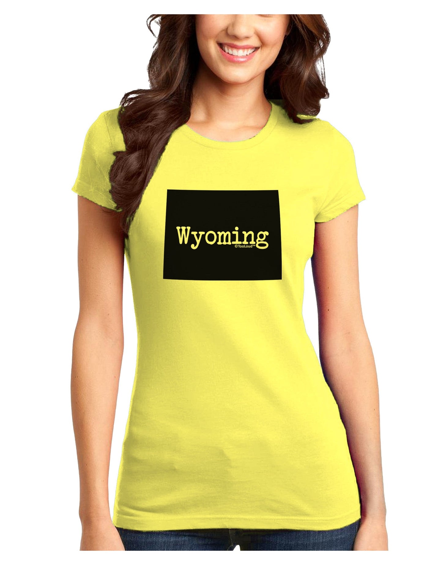 TooLoud Wyoming - United States Shape Juniors T-Shirt-Womens Juniors T-Shirt-TooLoud-Yellow-Juniors Fitted X-Small-Davson Sales