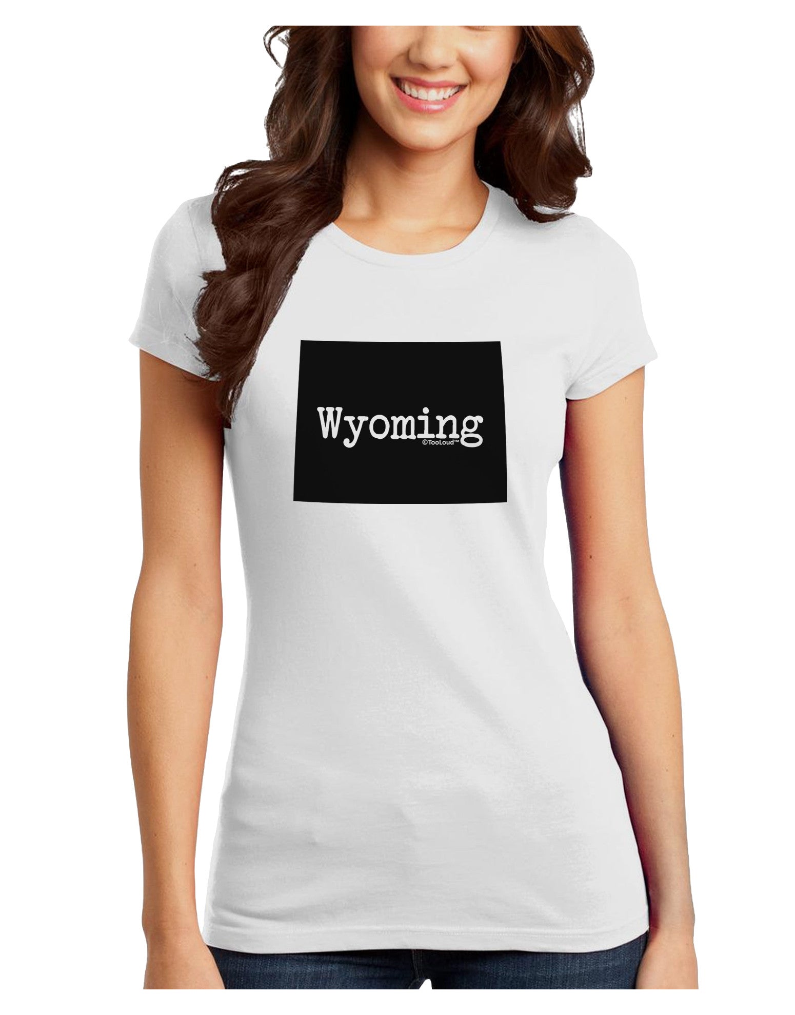 TooLoud Wyoming - United States Shape Juniors T-Shirt-Womens Juniors T-Shirt-TooLoud-White-Juniors Fitted X-Small-Davson Sales