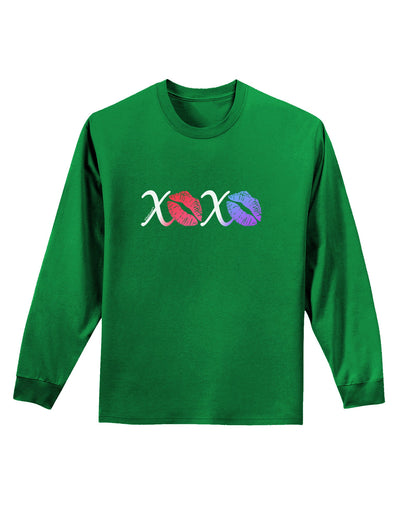 TooLoud XOXO Kisses Adult Long Sleeve Dark T-Shirt-TooLoud-Kelly-Green-Small-Davson Sales