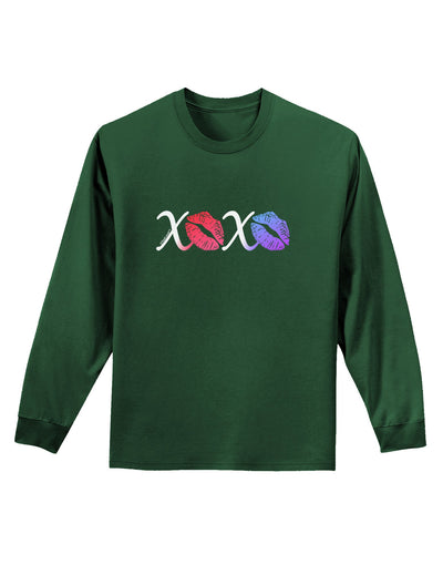 TooLoud XOXO Kisses Adult Long Sleeve Dark T-Shirt-TooLoud-Dark-Green-Small-Davson Sales