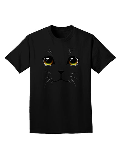TooLoud Yellow Amber-Eyed Cute Cat Face Adult Dark T-Shirt-Mens T-Shirt-TooLoud-Black-Small-Davson Sales