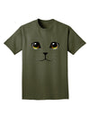 TooLoud Yellow Amber-Eyed Cute Cat Face Adult Dark T-Shirt-Mens T-Shirt-TooLoud-Military-Green-Small-Davson Sales