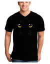 TooLoud Yellow Amber-Eyed Cute Cat Face Adult Dark V-Neck T-Shirt-TooLoud-Black-Small-Davson Sales
