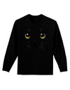 TooLoud Yellow Amber-Eyed Cute Cat Face Adult Long Sleeve Dark T-Shirt