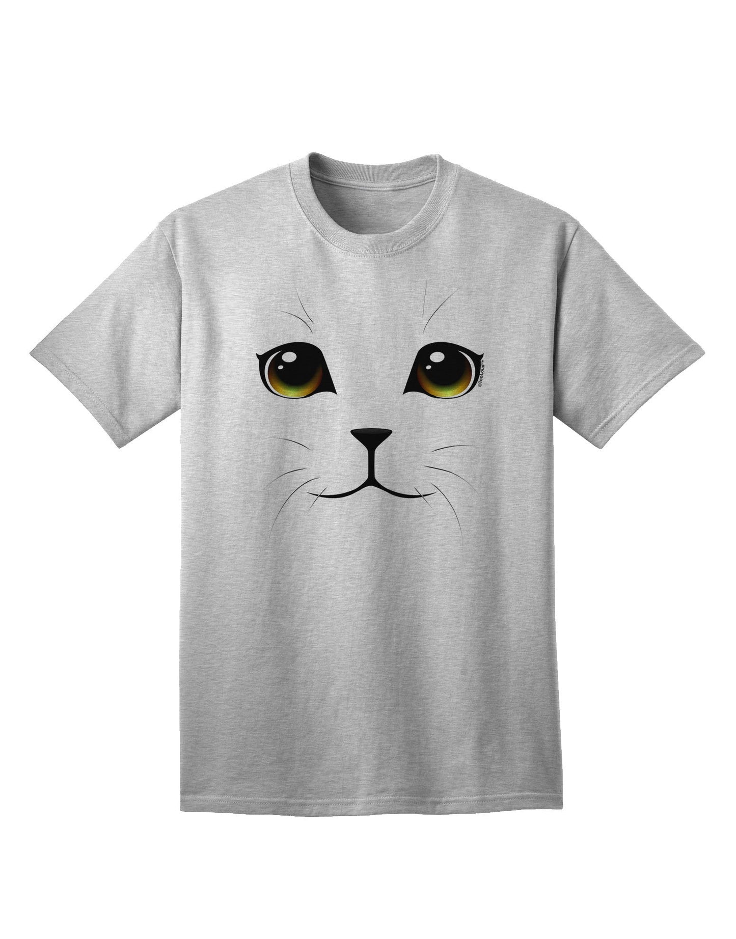 TooLoud Yellow Amber-Eyed Cute Cat Face Adult T-Shirt-Mens T-Shirt-TooLoud-AshGray-Small-Davson Sales