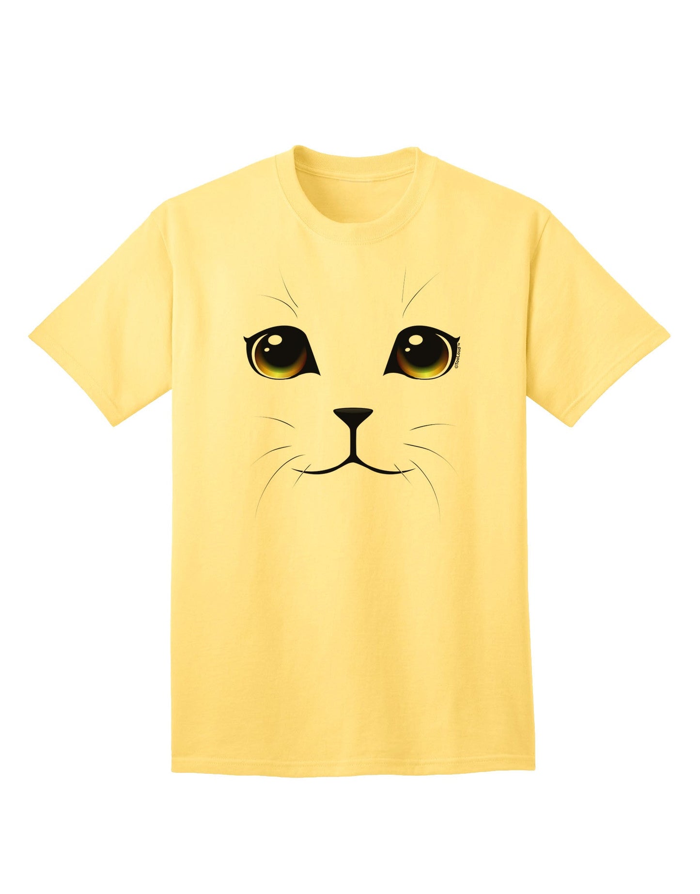 TooLoud Yellow Amber-Eyed Cute Cat Face Adult T-Shirt-Mens T-Shirt-TooLoud-Yellow-Small-Davson Sales