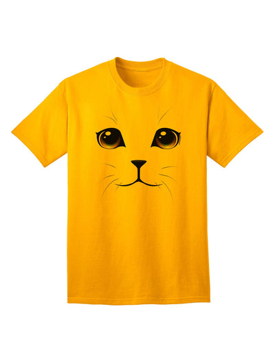 TooLoud Yellow Amber-Eyed Cute Cat Face Adult T-Shirt