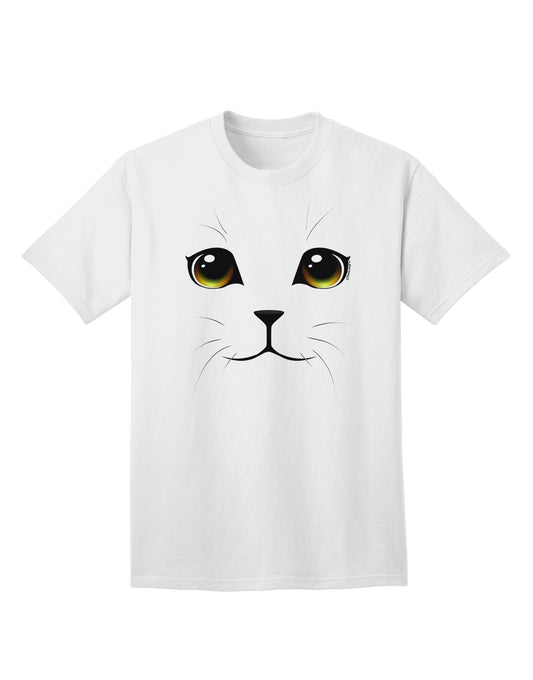 TooLoud Yellow Amber-Eyed Cute Cat Face Adult T-Shirt-Mens T-Shirt-TooLoud-White-Small-Davson Sales