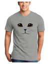 TooLoud Yellow Amber-Eyed Cute Cat Face Adult V-Neck T-shirt