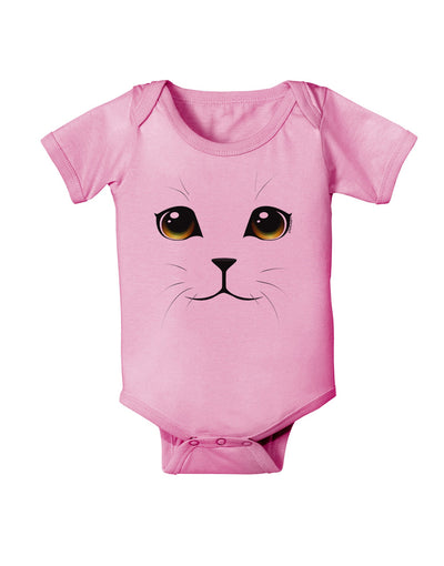 TooLoud Yellow Amber-Eyed Cute Cat Face Baby Romper Bodysuit-Baby Romper-TooLoud-Pink-06-Months-Davson Sales