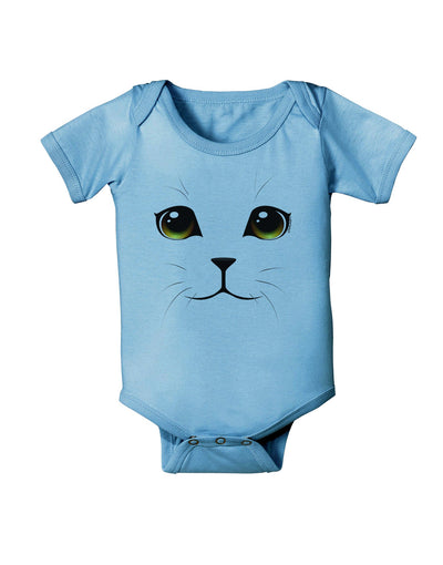 TooLoud Yellow Amber-Eyed Cute Cat Face Baby Romper Bodysuit-Baby Romper-TooLoud-LightBlue-06-Months-Davson Sales