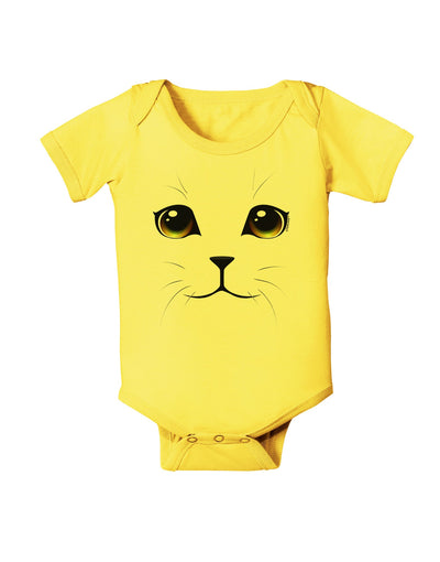 TooLoud Yellow Amber-Eyed Cute Cat Face Baby Romper Bodysuit-Baby Romper-TooLoud-Yellow-06-Months-Davson Sales