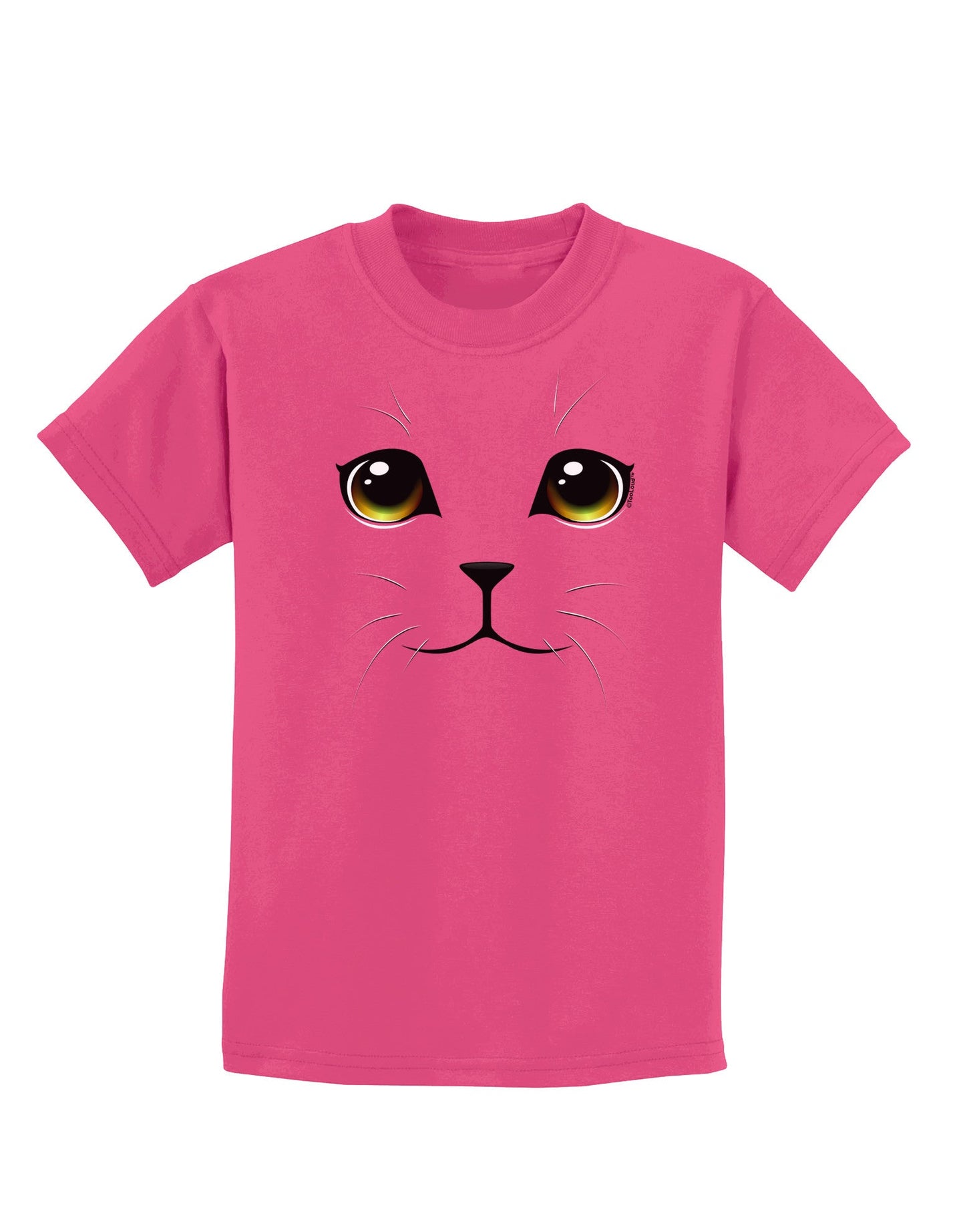 TooLoud Yellow Amber-Eyed Cute Cat Face Childrens Dark T-Shirt-Childrens T-Shirt-TooLoud-Sangria-X-Small-Davson Sales