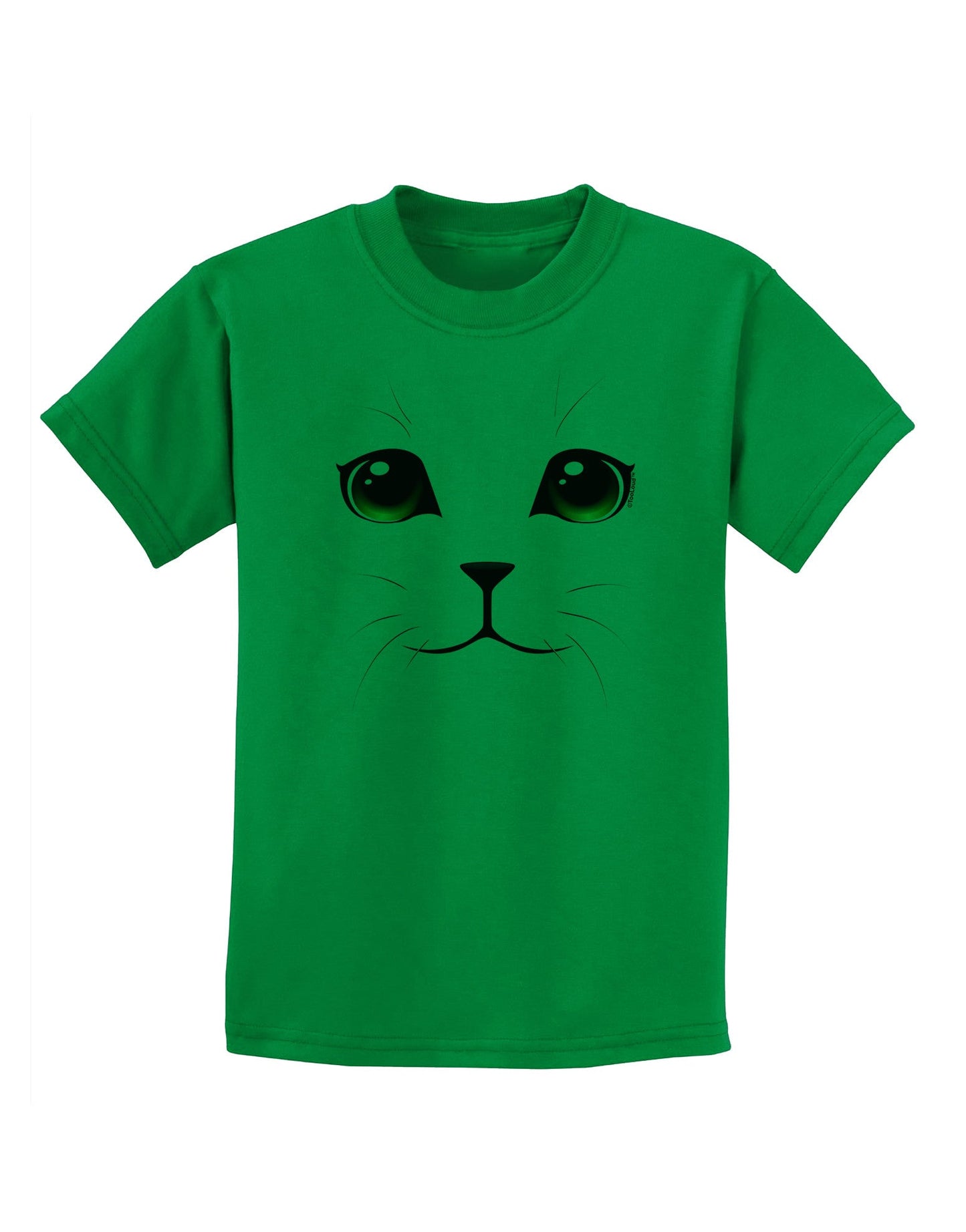 TooLoud Yellow Amber-Eyed Cute Cat Face Childrens T-Shirt-Childrens T-Shirt-TooLoud-Kelly-Green-X-Small-Davson Sales