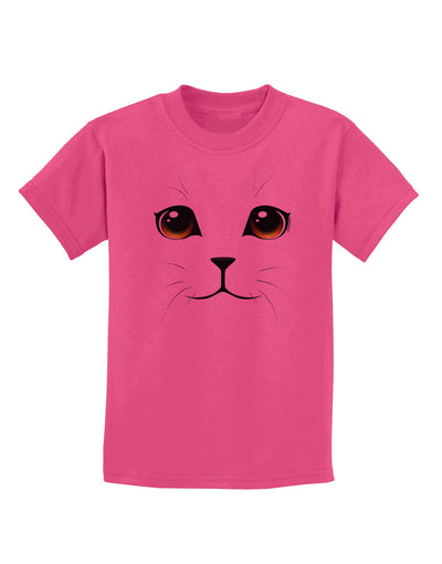 TooLoud Yellow Amber-Eyed Cute Cat Face Childrens T-Shirt-Childrens T-Shirt-TooLoud-Sangria-X-Small-Davson Sales