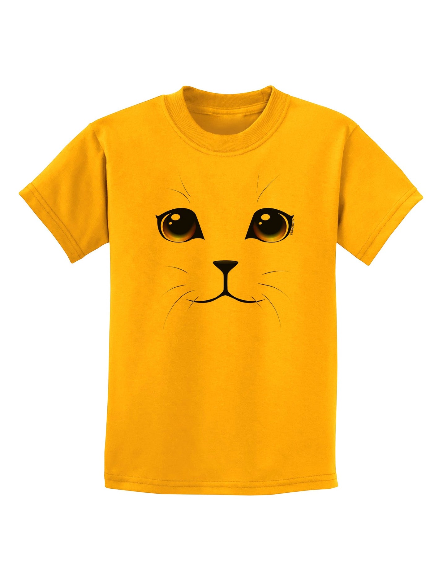 TooLoud Yellow Amber-Eyed Cute Cat Face Childrens T-Shirt-Childrens T-Shirt-TooLoud-Gold-X-Small-Davson Sales