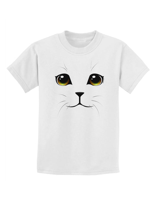 TooLoud Yellow Amber-Eyed Cute Cat Face Childrens T-Shirt-Childrens T-Shirt-TooLoud-White-X-Small-Davson Sales