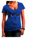 TooLoud Yellow Amber-Eyed Cute Cat Face Womens V-Neck Dark T-Shirt-Womens V-Neck T-Shirts-TooLoud-Royal-Blue-Juniors Fitted Small-Davson Sales