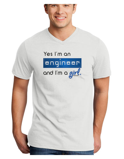 TooLoud Yes I am a Engineer Girl Adult V-Neck T-shirt-Mens V-Neck T-Shirt-TooLoud-White-Small-Davson Sales