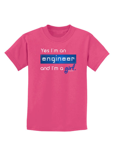 TooLoud Yes I am a Engineer Girl Childrens Dark T-Shirt-Childrens T-Shirt-TooLoud-Sangria-X-Small-Davson Sales