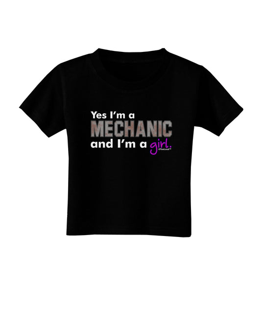 TooLoud Yes I am a Mechanic Girl Toddler T-Shirt Dark-Toddler T-Shirt-TooLoud-Black-2T-Davson Sales