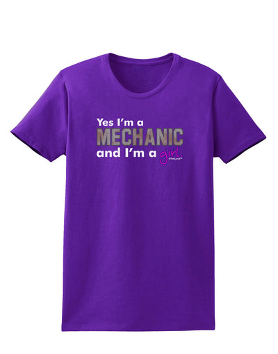 TooLoud Yes I am a Mechanic Girl Womens Dark T-Shirt-TooLoud-Purple-X-Small-Davson Sales