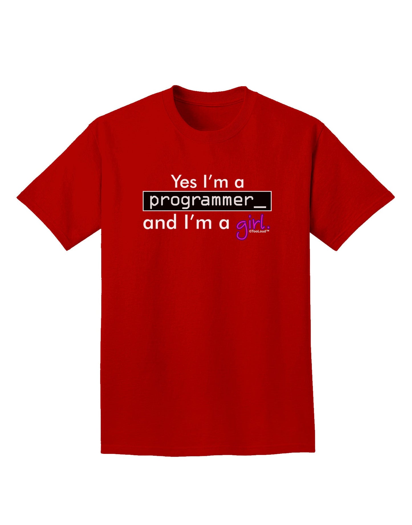 TooLoud Yes I am a Programmer Girl Adult Dark T-Shirt-Mens T-Shirt-TooLoud-Red-Small-Davson Sales