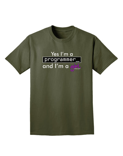 TooLoud Yes I am a Programmer Girl Adult Dark T-Shirt-Mens T-Shirt-TooLoud-Military-Green-Small-Davson Sales