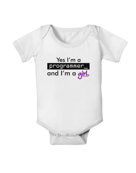 TooLoud Yes I am a Programmer Girl Baby Romper Bodysuit-Baby Romper-TooLoud-White-06-Months-Davson Sales