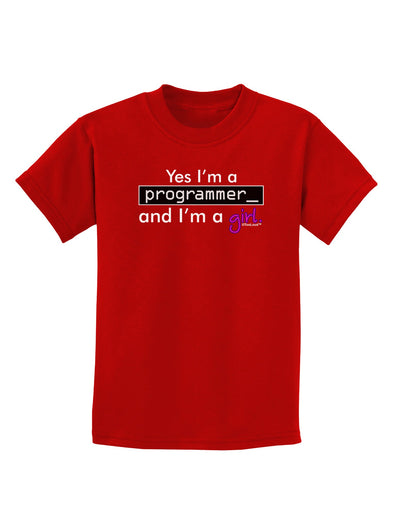 TooLoud Yes I am a Programmer Girl Childrens Dark T-Shirt-Childrens T-Shirt-TooLoud-Red-X-Small-Davson Sales