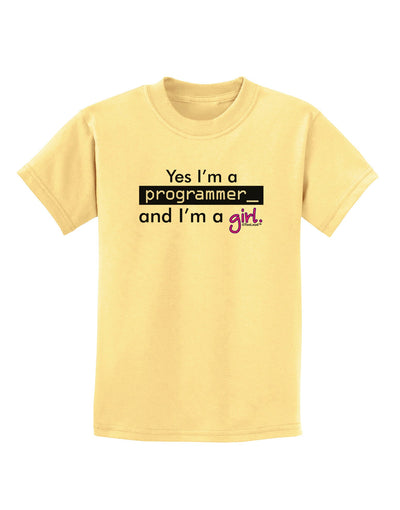 TooLoud Yes I am a Programmer Girl Childrens T-Shirt-Childrens T-Shirt-TooLoud-Daffodil-Yellow-X-Small-Davson Sales