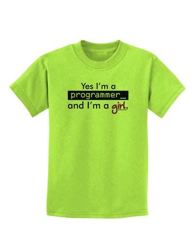 TooLoud Yes I am a Programmer Girl Childrens T-Shirt-Childrens T-Shirt-TooLoud-Lime-Green-X-Small-Davson Sales