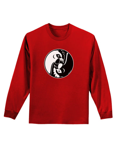 TooLoud Yin Yang Chicken Adult Long Sleeve Dark T-Shirt-TooLoud-Red-Small-Davson Sales