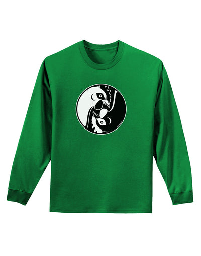 TooLoud Yin Yang Chicken Adult Long Sleeve Dark T-Shirt-TooLoud-Kelly-Green-Small-Davson Sales