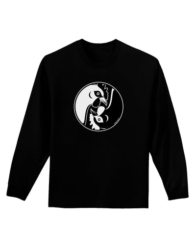 TooLoud Yin Yang Chicken Adult Long Sleeve Dark T-Shirt-TooLoud-Black-Small-Davson Sales