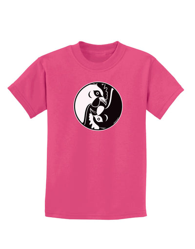 TooLoud Yin Yang Chicken Childrens Dark T-Shirt-Childrens T-Shirt-TooLoud-Sangria-X-Small-Davson Sales