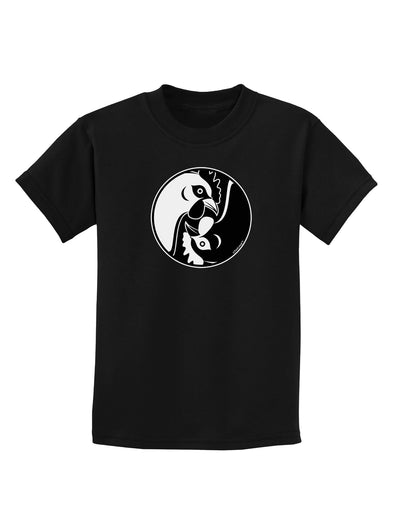 TooLoud Yin Yang Chicken Childrens Dark T-Shirt-Childrens T-Shirt-TooLoud-Black-X-Small-Davson Sales