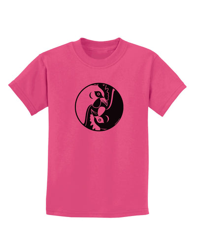 TooLoud Yin Yang Chicken Childrens T-Shirt-Childrens T-Shirt-TooLoud-Sangria-X-Small-Davson Sales