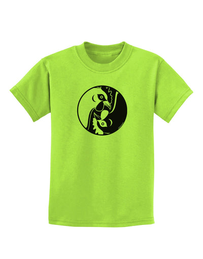 TooLoud Yin Yang Chicken Childrens T-Shirt-Childrens T-Shirt-TooLoud-Lime-Green-X-Small-Davson Sales