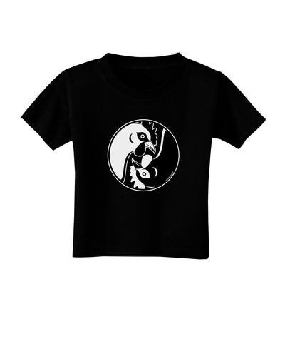 TooLoud Yin Yang Chicken Toddler T-Shirt Dark-Toddler T-Shirt-TooLoud-Black-2T-Davson Sales