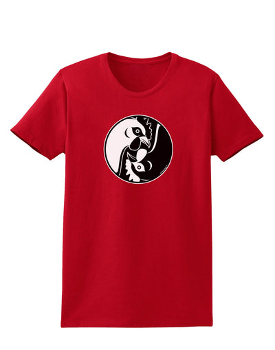 TooLoud Yin Yang Chicken Womens Dark T-Shirt-TooLoud-Red-X-Small-Davson Sales