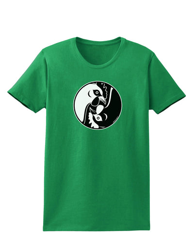 TooLoud Yin Yang Chicken Womens Dark T-Shirt-TooLoud-Kelly-Green-X-Small-Davson Sales